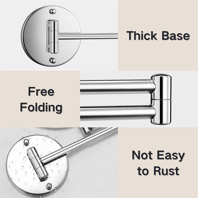 Mosrugs | Rechargeable Wall Mounted Shaving Mirror | 360° Rotation. 1X/10X Magnification & Adjustable LED Lighting for Bathroom Use