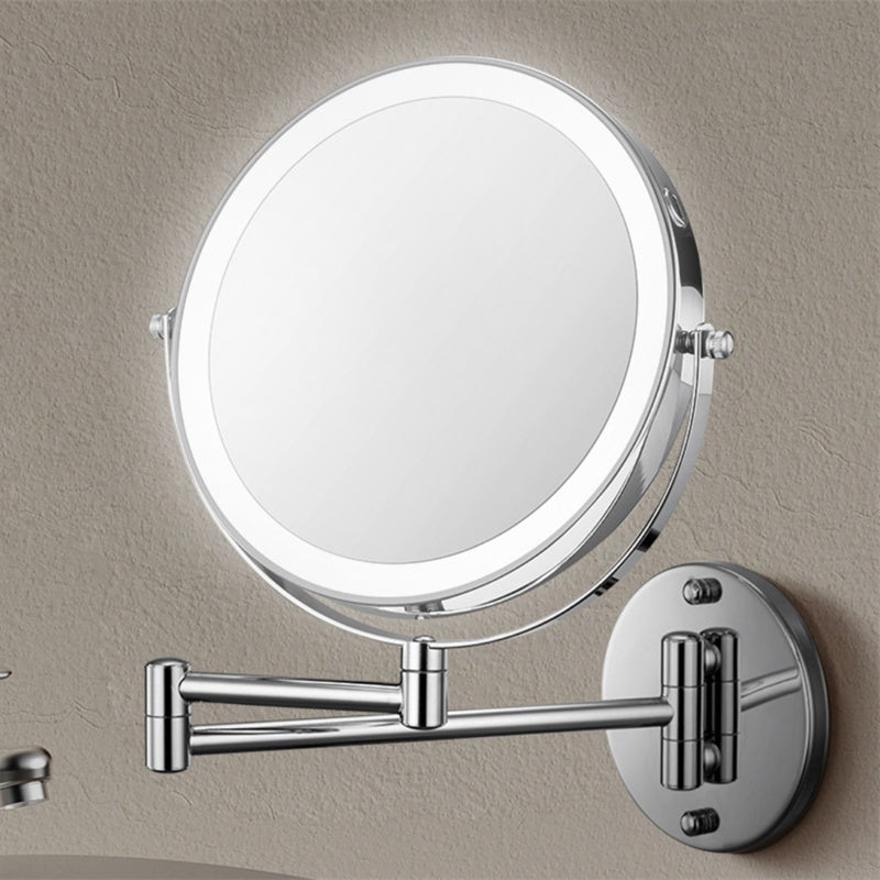 Mosrugs | Rechargeable Wall Mounted Shaving Mirror | 360° Rotation. 1X/10X Magnification & Adjustable LED Lighting for Bathroom Use