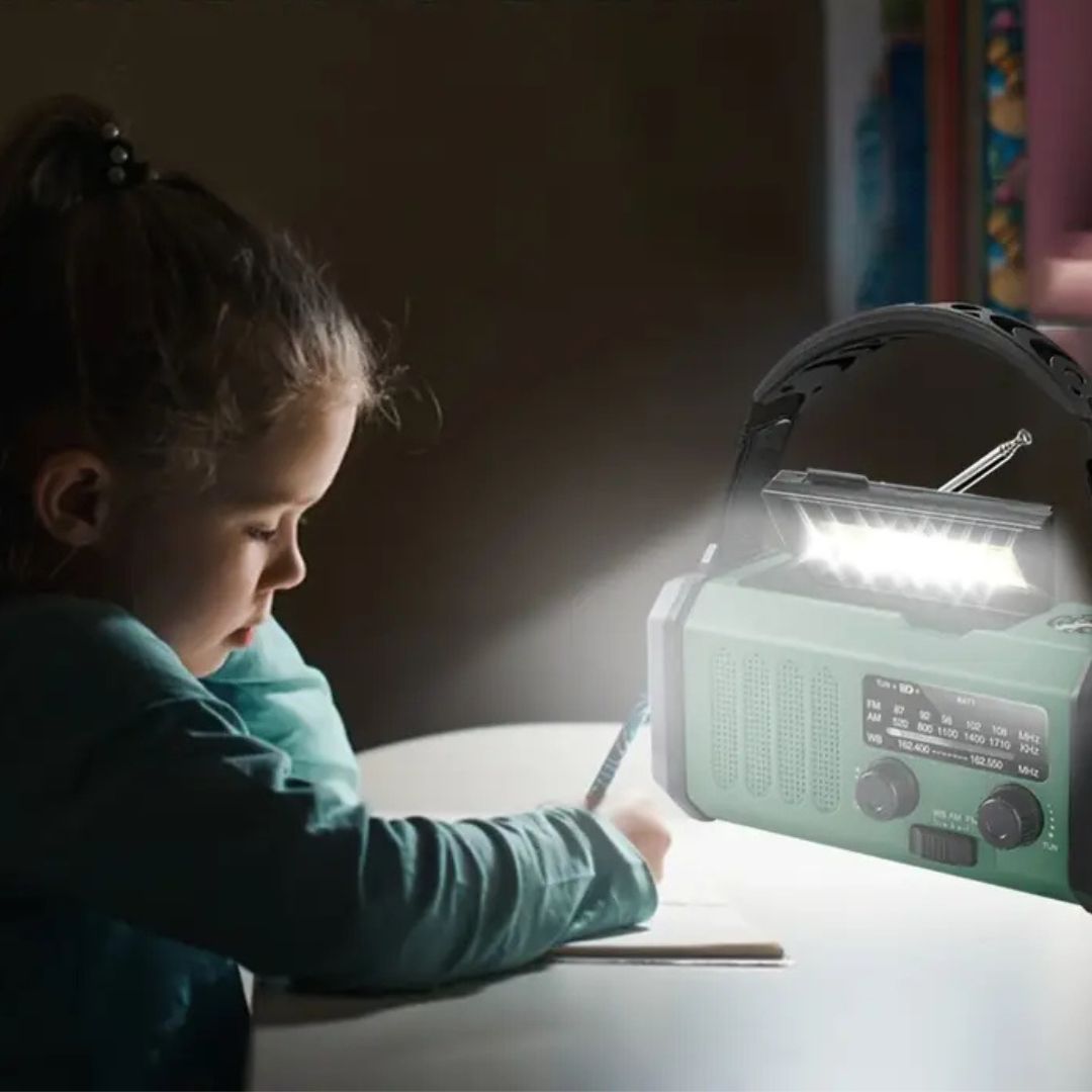 Mosrugs | Solar Emergency Radio with Power Bank – Hand Crank & LED Torch for Camping and Outdoor Use