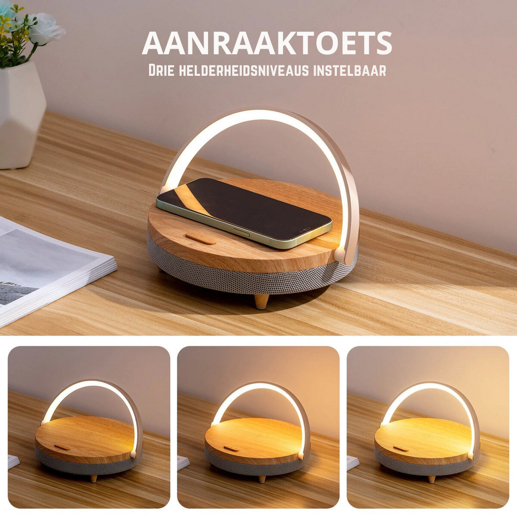 Mosrugs | 3-in-1 LED Lamp, Bluetooth Speaker & Wireless Charger | Smart Desk Light