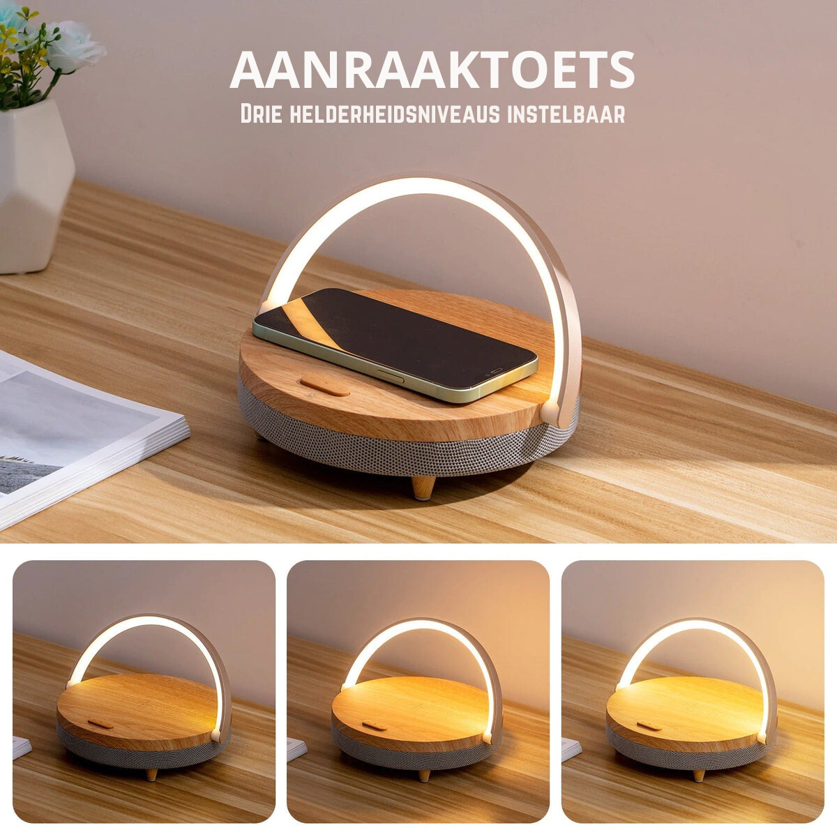 Mosrugs | 3-in-1 LED Lamp, Bluetooth Speaker & Wireless Charger | Smart Desk Light