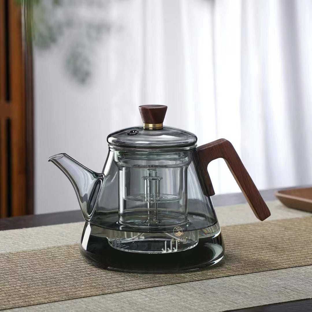 Mosrugs | Aetheris Glass Brew Teapot – Heat-Resistant Glass Teapot with Wooden Handle & Infuser (900ml)