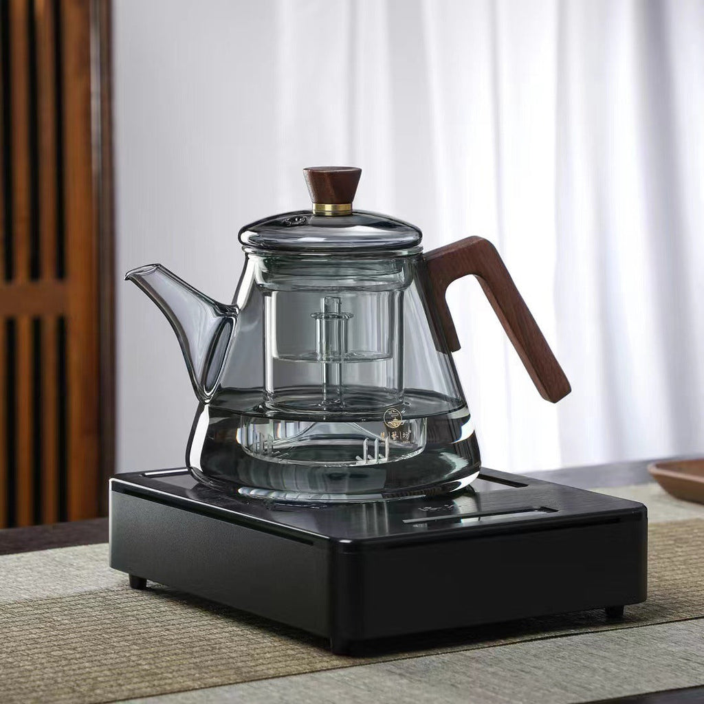 Mosrugs | Aetheris Glass Brew Teapot – Heat-Resistant Glass Teapot with Wooden Handle & Infuser (900ml)