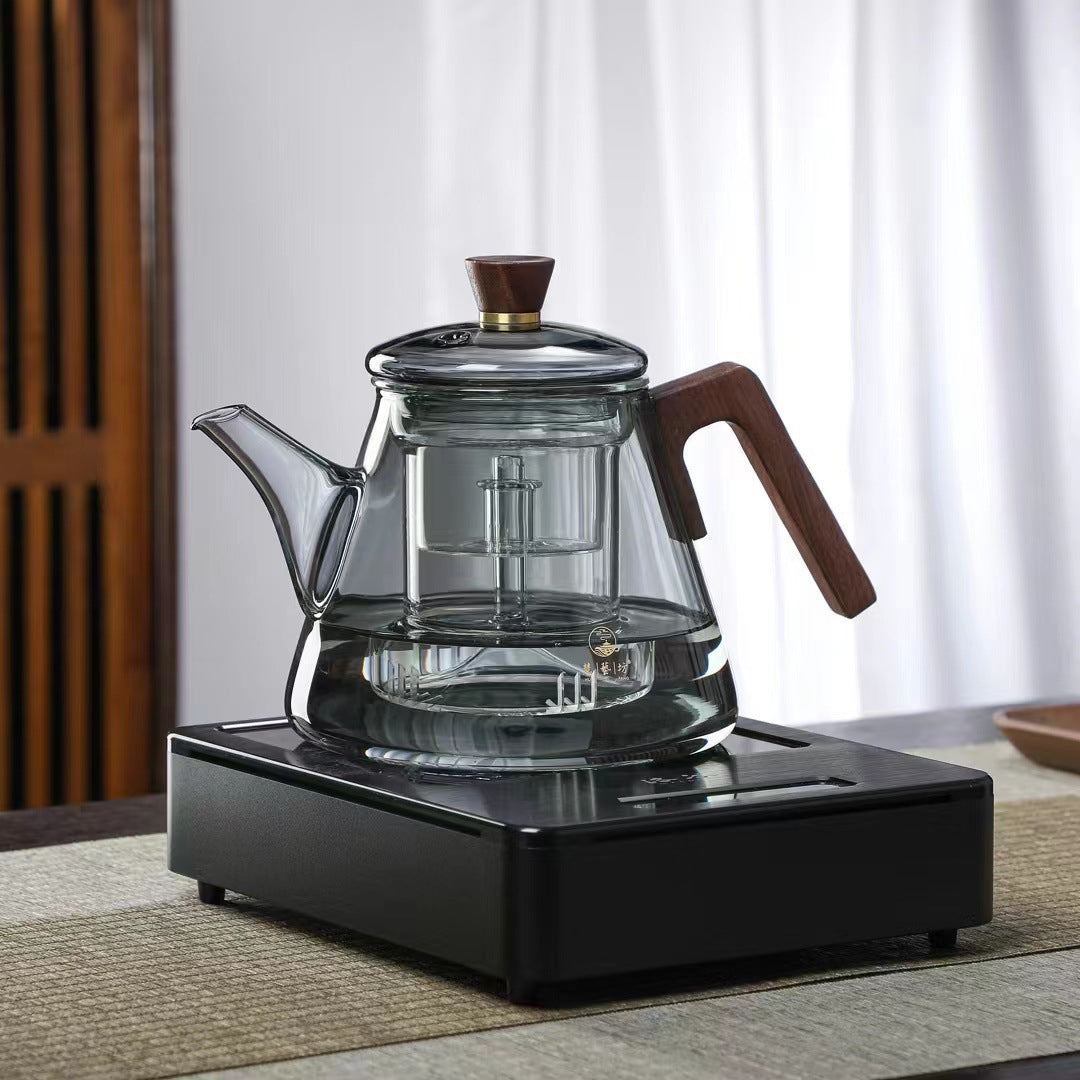 Mosrugs | Aetheris Glass Brew Teapot – Heat-Resistant Glass Teapot with Wooden Handle & Infuser (900ml)