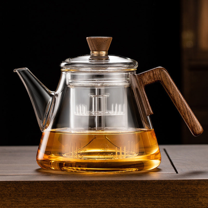 Mosrugs | Aetheris Glass Brew Teapot – Heat-Resistant Glass Teapot with Wooden Handle & Infuser (900ml)