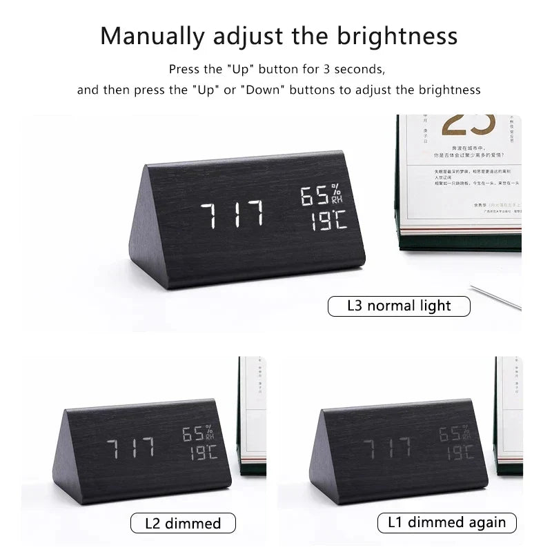 Mosrugs | Futura - Digital Wooden Alarm Clock with Thermometer Included