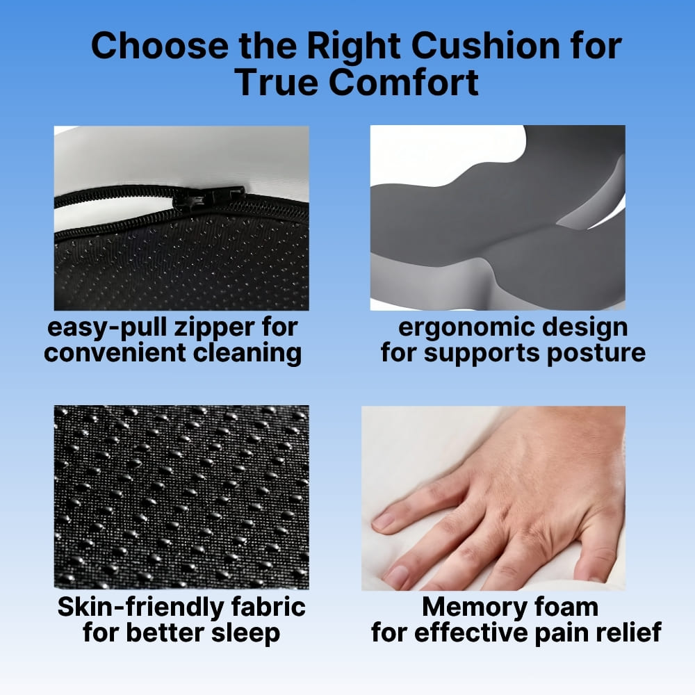 Mosrugs | All-in-One Orthopedic Memory Foam Seat - Cushion Seat and Back Cushion for Pain Relief and Comfort