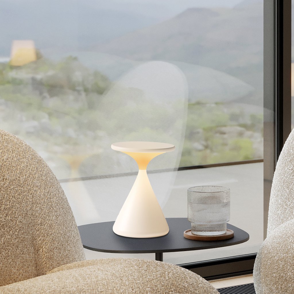 Mosrugs | Aeron Hourglass Cordless LED Table Lamp – Rechargeable, Dimmable, Modern Design