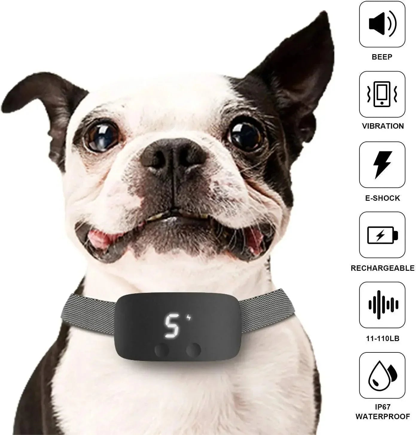 Mosrugs | Automatic No-Bark Dog Collar – Rechargeable Waterproof Anti-Barking Training Collar for All Breeds