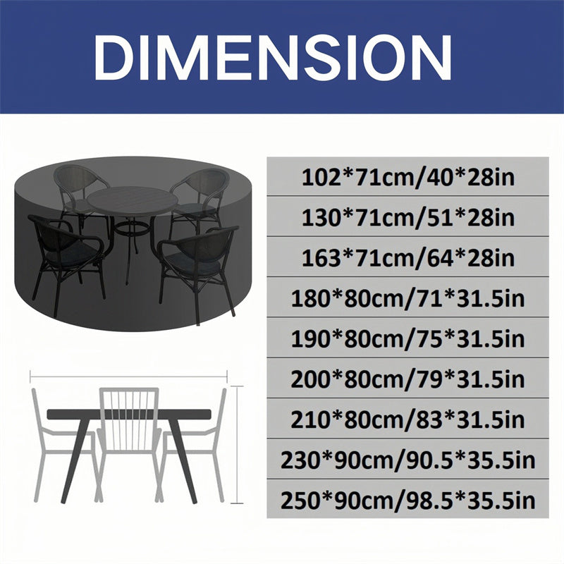Mosrugs | Round Waterproof Garden Furniture Cover | Heavy-Duty, UV-Resistant & Adjustable for Outdoor Tables and Chairs