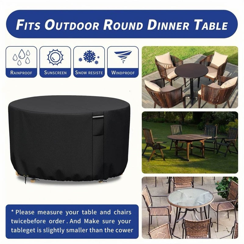 Mosrugs | Round Waterproof Garden Furniture Cover | Heavy-Duty, UV-Resistant & Adjustable for Outdoor Tables and Chairs