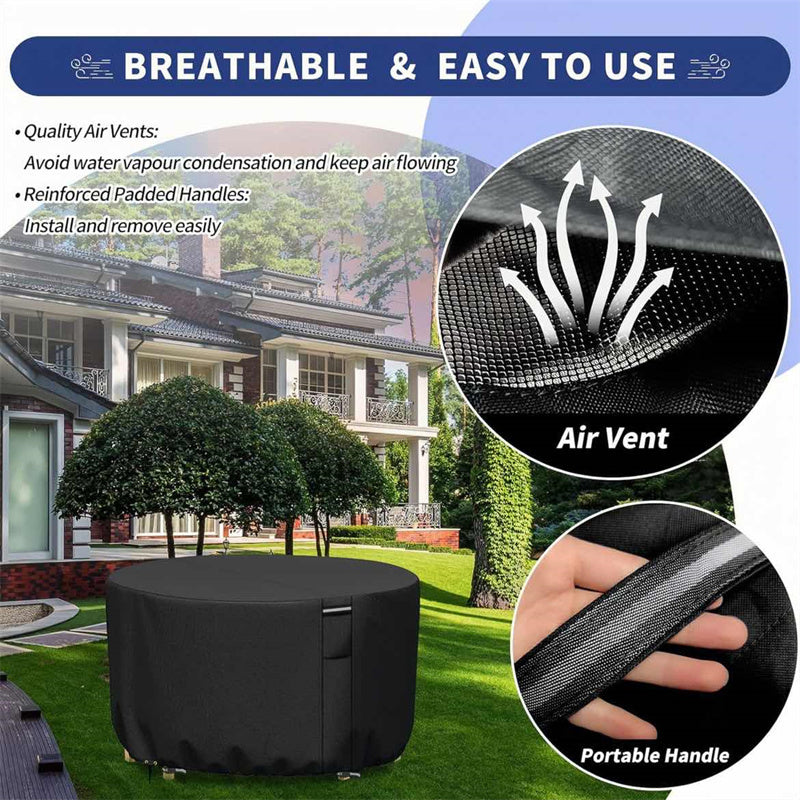 Mosrugs | Round Waterproof Garden Furniture Cover | Heavy-Duty, UV-Resistant & Adjustable for Outdoor Tables and Chairs