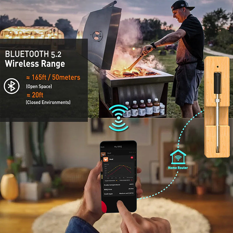 Mosrugs | Wireless Meat Thermometer – Perfect Steaks, BBQ, Fish, or Turkey Made Easy