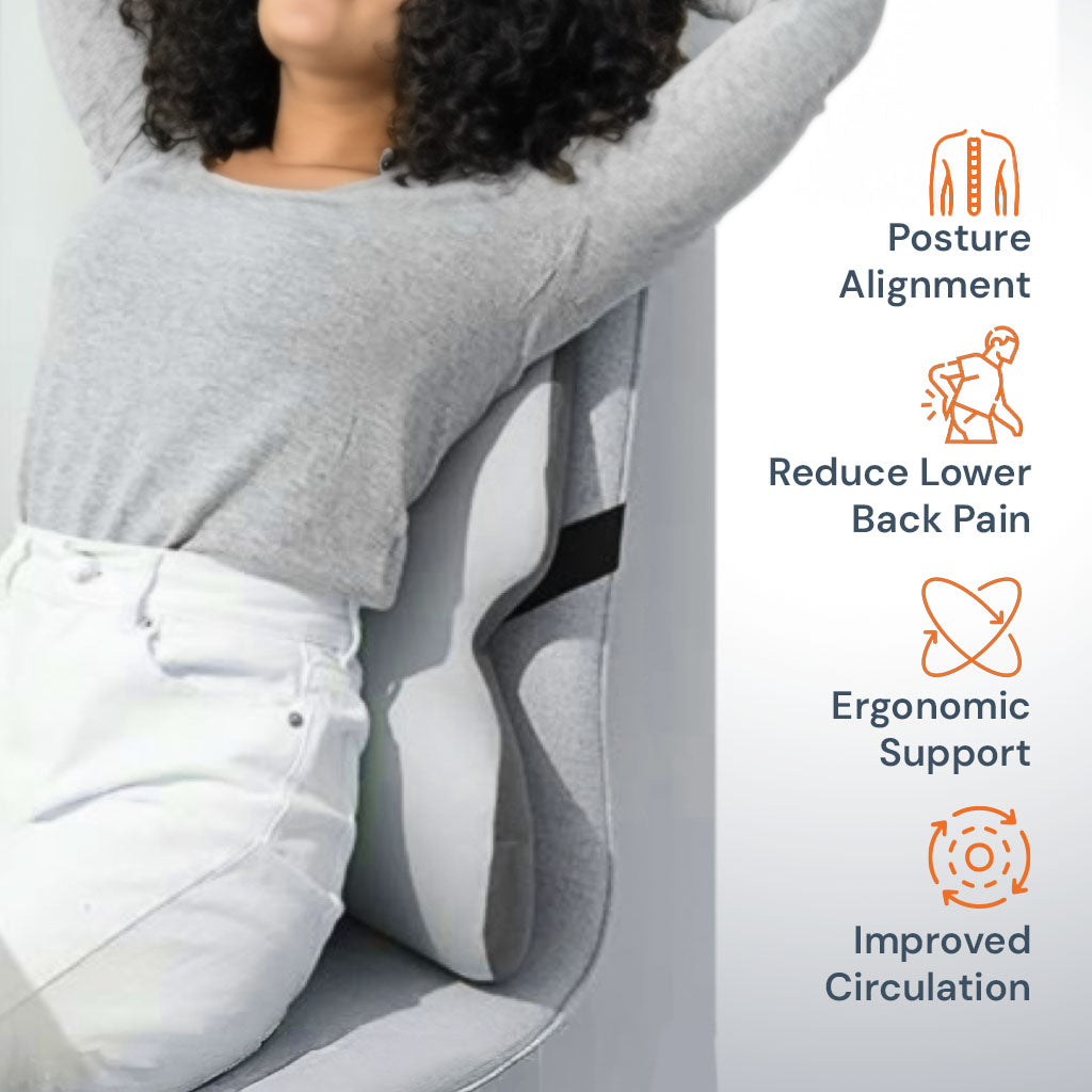Mosrugs | Adjustable Memory Foam Lumbar Support Cushion | Backrest Support for office chair Ergonomic Design for Back Pain Relief at Home, Office & Car