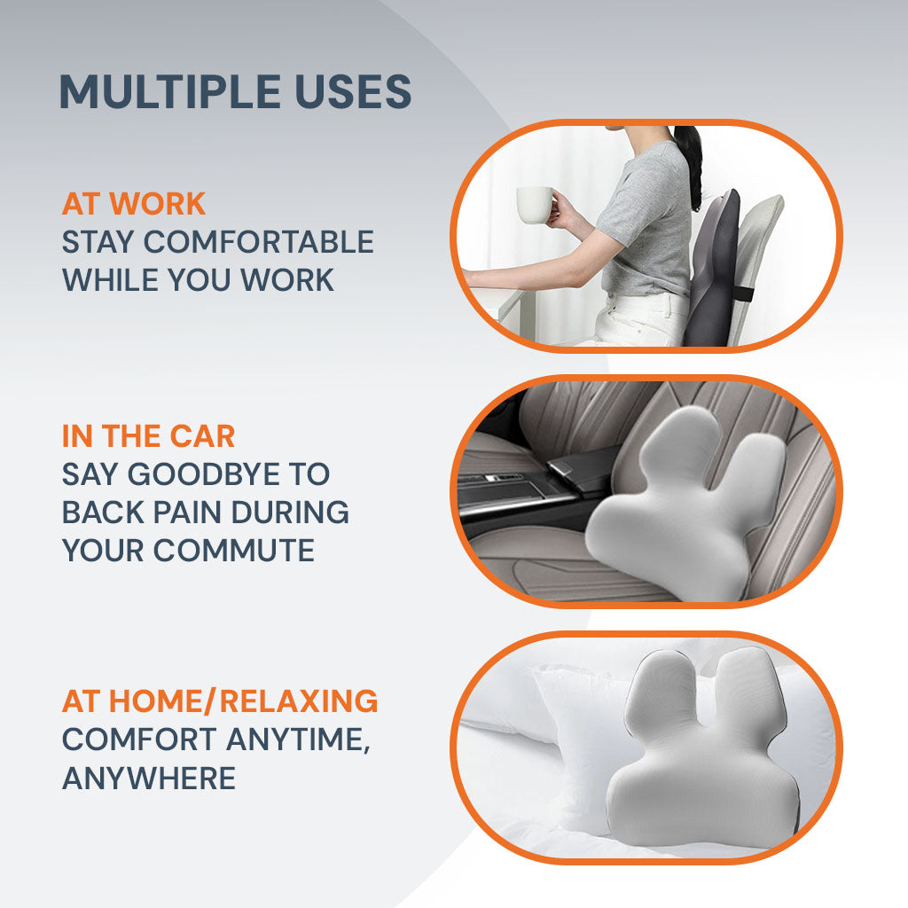 Mosrugs | Adjustable Memory Foam Lumbar Support Cushion | Backrest Support for office chair Ergonomic Design for Back Pain Relief at Home, Office & Car