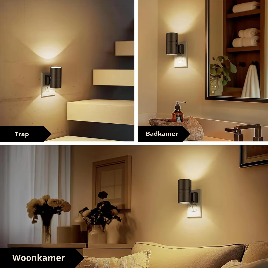 Mosrugs | Luxury Plug-In Ambient Night Light – Dimmable LED Wall Light with Sensor (3000K Warm Glow)
