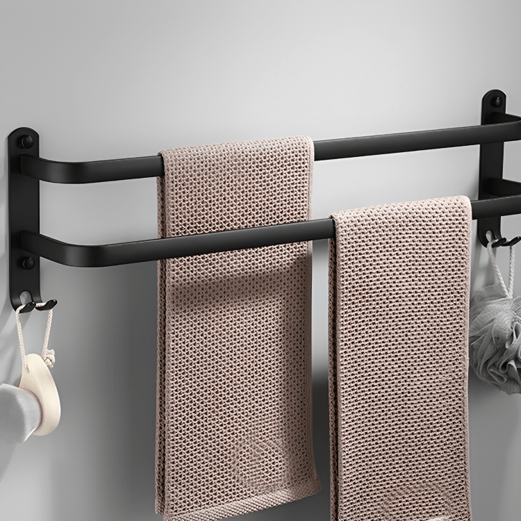 Mosrugs | FlexRack Wall-Mounted Bathroom Storage Shelf with Towel Holder – Space-Saving Aluminium Rack