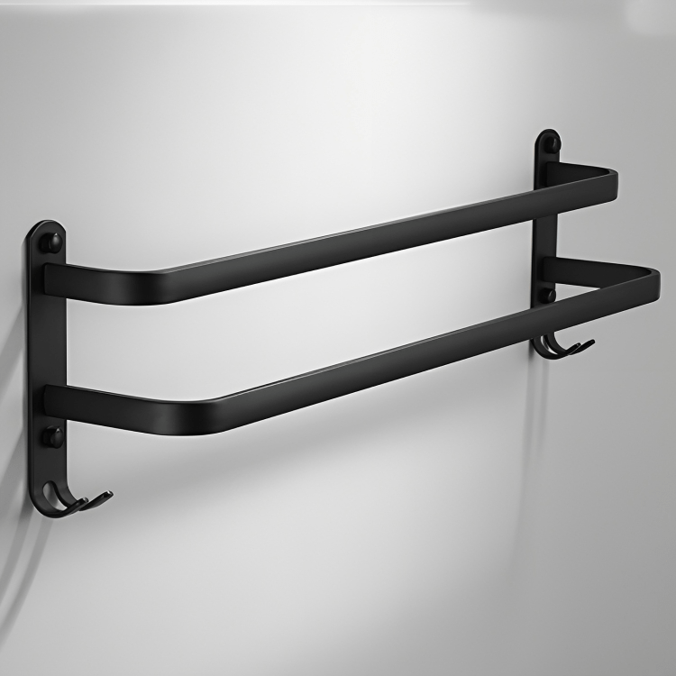 Mosrugs | FlexRack Wall-Mounted Bathroom Storage Shelf with Towel Holder – Space-Saving Aluminium Rack