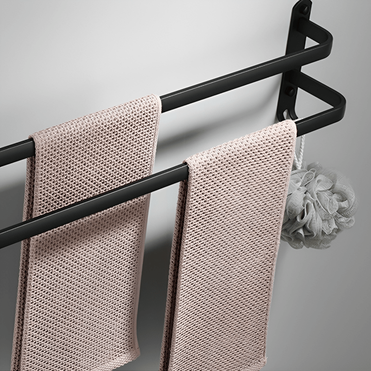 Mosrugs | FlexRack Wall-Mounted Bathroom Storage Shelf with Towel Holder – Space-Saving Aluminium Rack