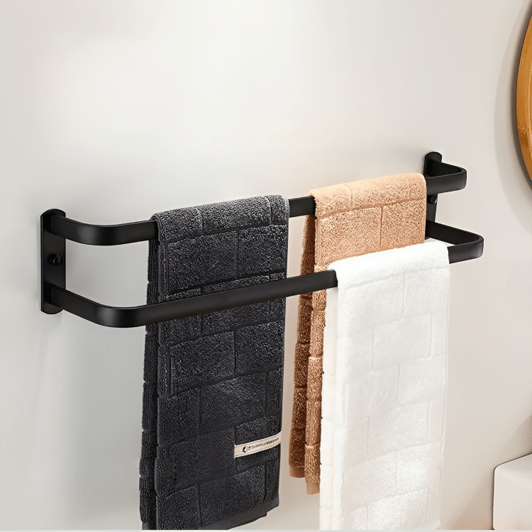 Mosrugs | FlexRack Wall-Mounted Bathroom Storage Shelf with Towel Holder – Space-Saving Aluminium Rack