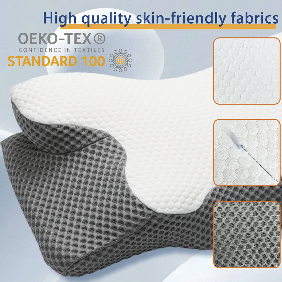 Mosrugs | Cervical Memory Foam Pillow | Orthopaedic Contour Design with Cooling Cover for Back, Side & Stomach sleepers |  Pillows for back Sleepers