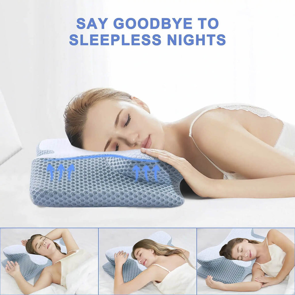 Mosrugs | Cervical Memory Foam Pillow | Orthopaedic Contour Design with Cooling Cover for Back, Side & Stomach sleepers |  Pillows for back Sleepers