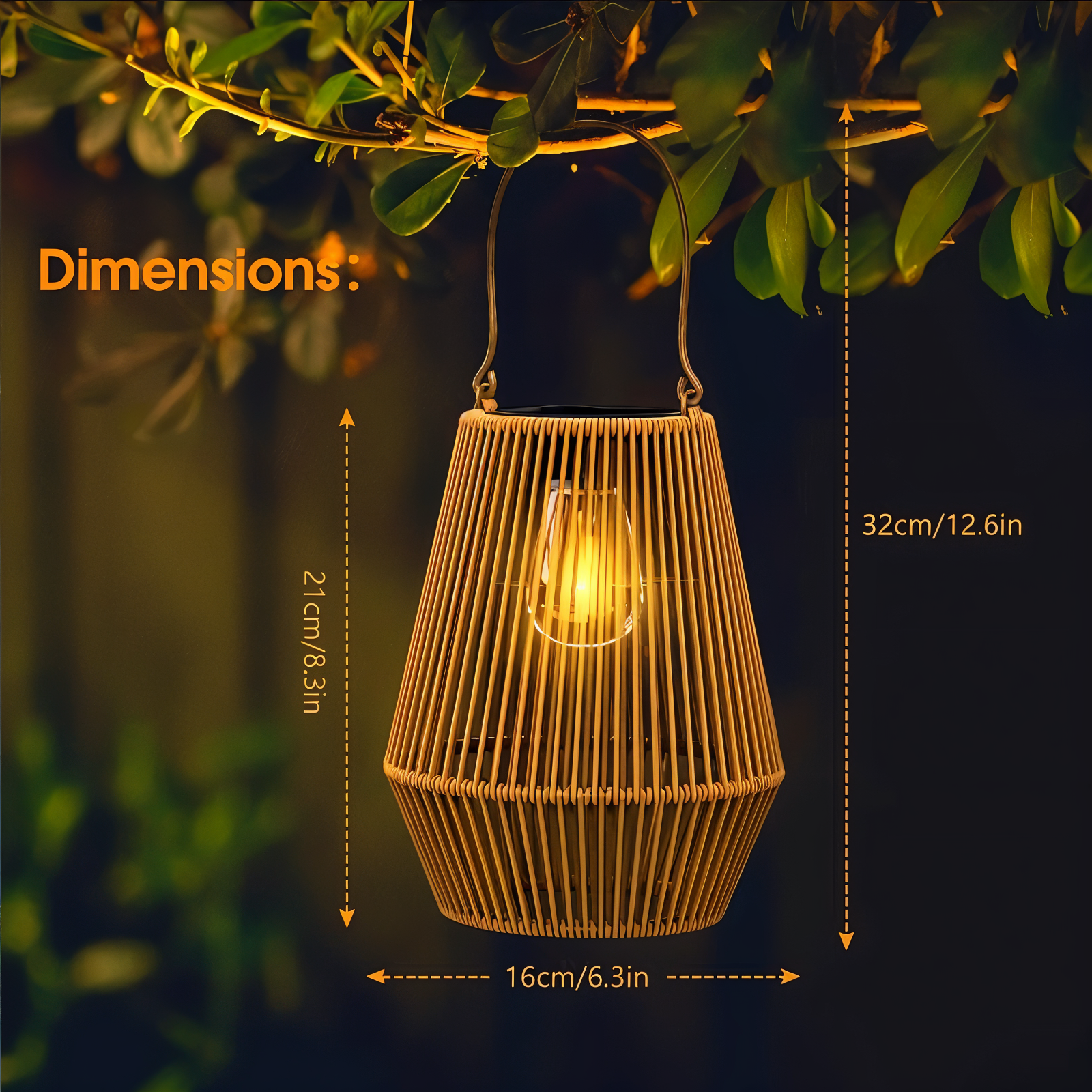 Mosrugs | CageRattan – Bamboo Solar Garden Light – Waterproof Hanging Lantern