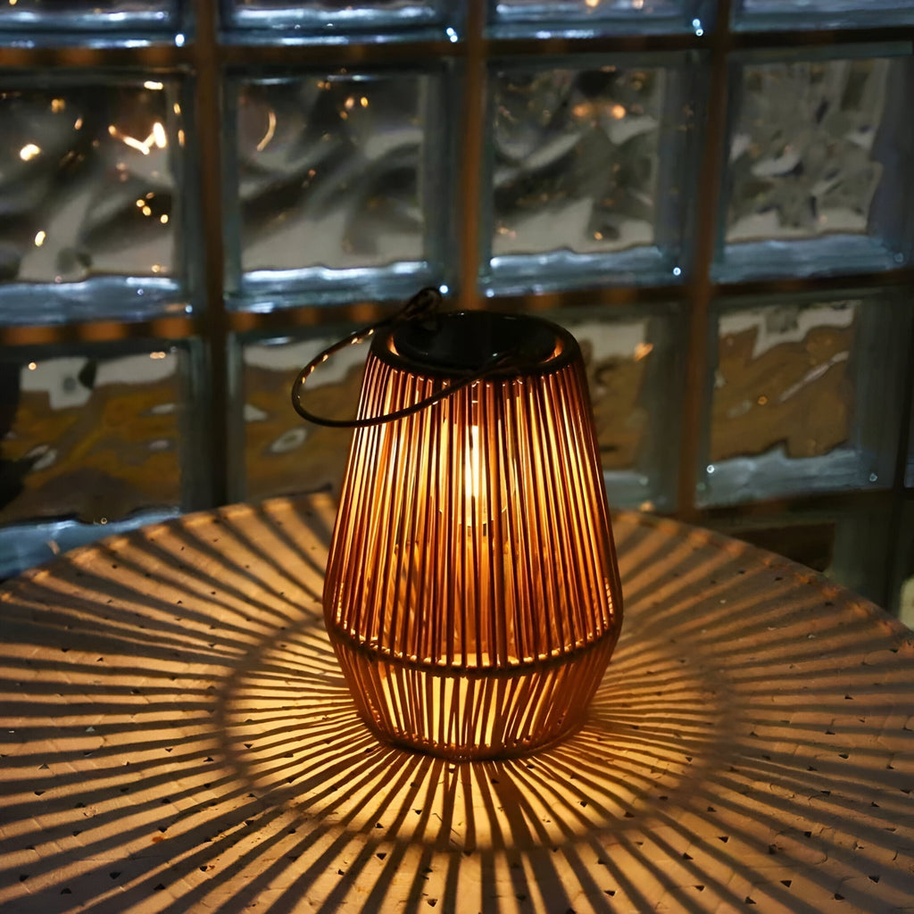 Mosrugs | CageRattan – Bamboo Solar Garden Light – Waterproof Hanging Lantern