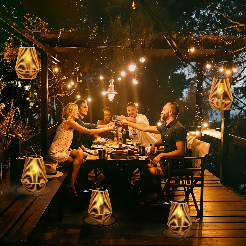 Mosrugs | CageRattan – Bamboo Solar Garden Light – Waterproof Hanging Lantern