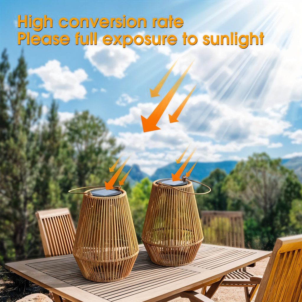 Mosrugs | CageRattan – Bamboo Solar Garden Light – Waterproof Hanging Lantern