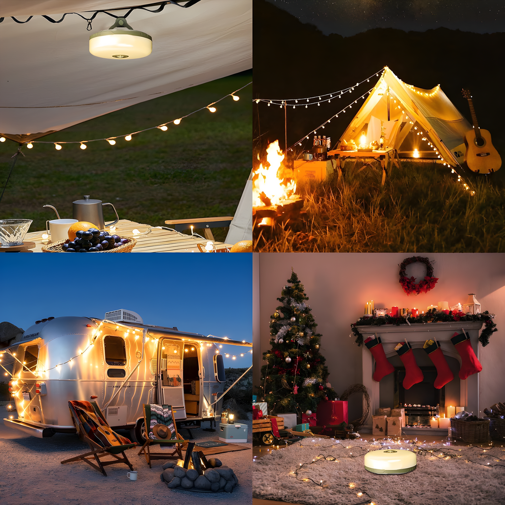 Mosrugs | CampBeam LED Outdoor String Lights – Rechargeable Waterproof Lights with Magnetic Hooks & 5 Lighting Modes