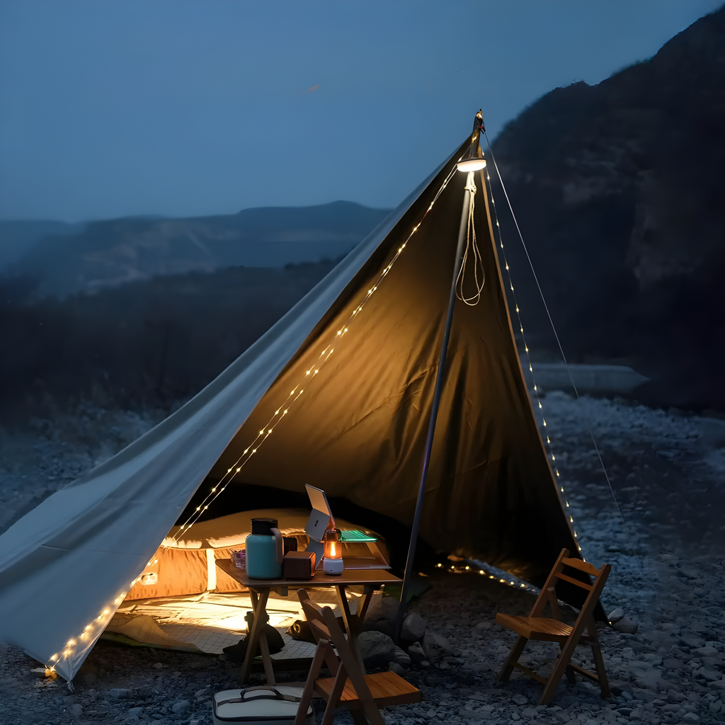 Mosrugs | CampBeam LED Outdoor String Lights – Rechargeable Waterproof Lights with Magnetic Hooks & 5 Lighting Modes