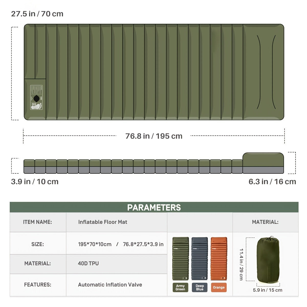 Mosrugs | Inflatable Camping Mattress | Waterproof, Portable & Easy Inflation for Outdoor Adventures