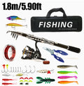 Mosrugs | Carbon Fibre Telescopic Fishing Rod & Reel Set – Portable Fishing Kit for Sea & Freshwater