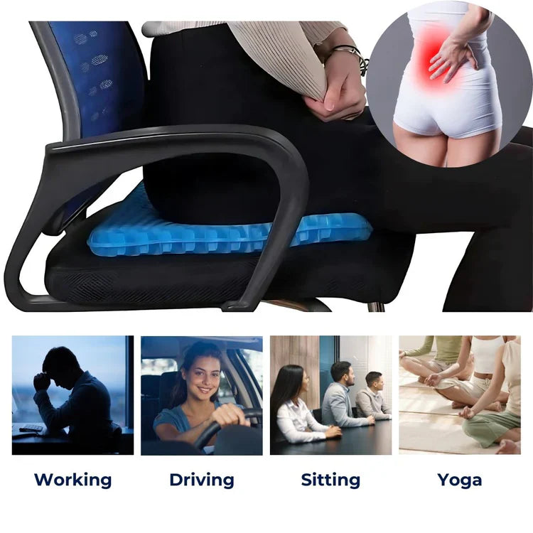 Mosrugs | Cooling Gel Seat Cushion | Breathable, Flexible & Pain Relief for Office Chairs, Cars, and Home Use