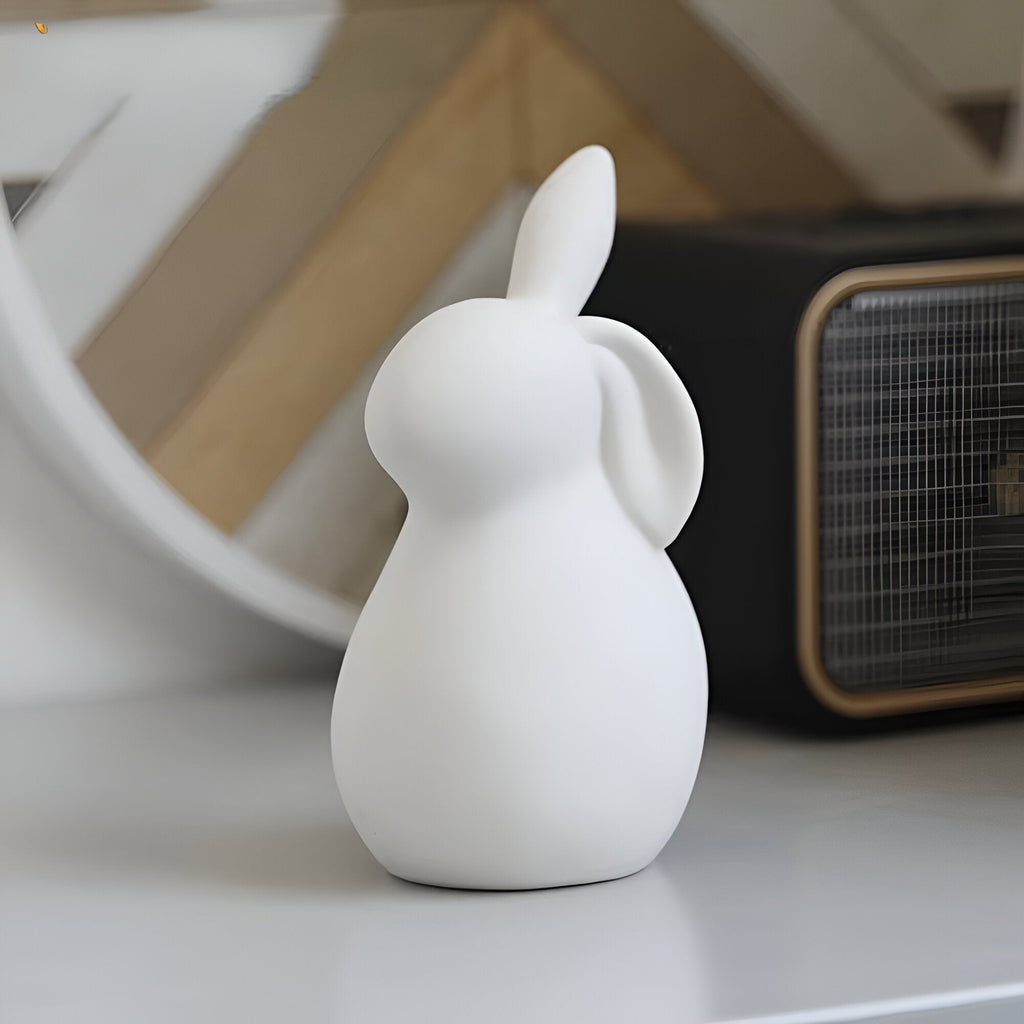 Mosrugs | ConeyBliss Minimalist Ceramic Bunny – Elegant White Easter Rabbit Figurine Decor