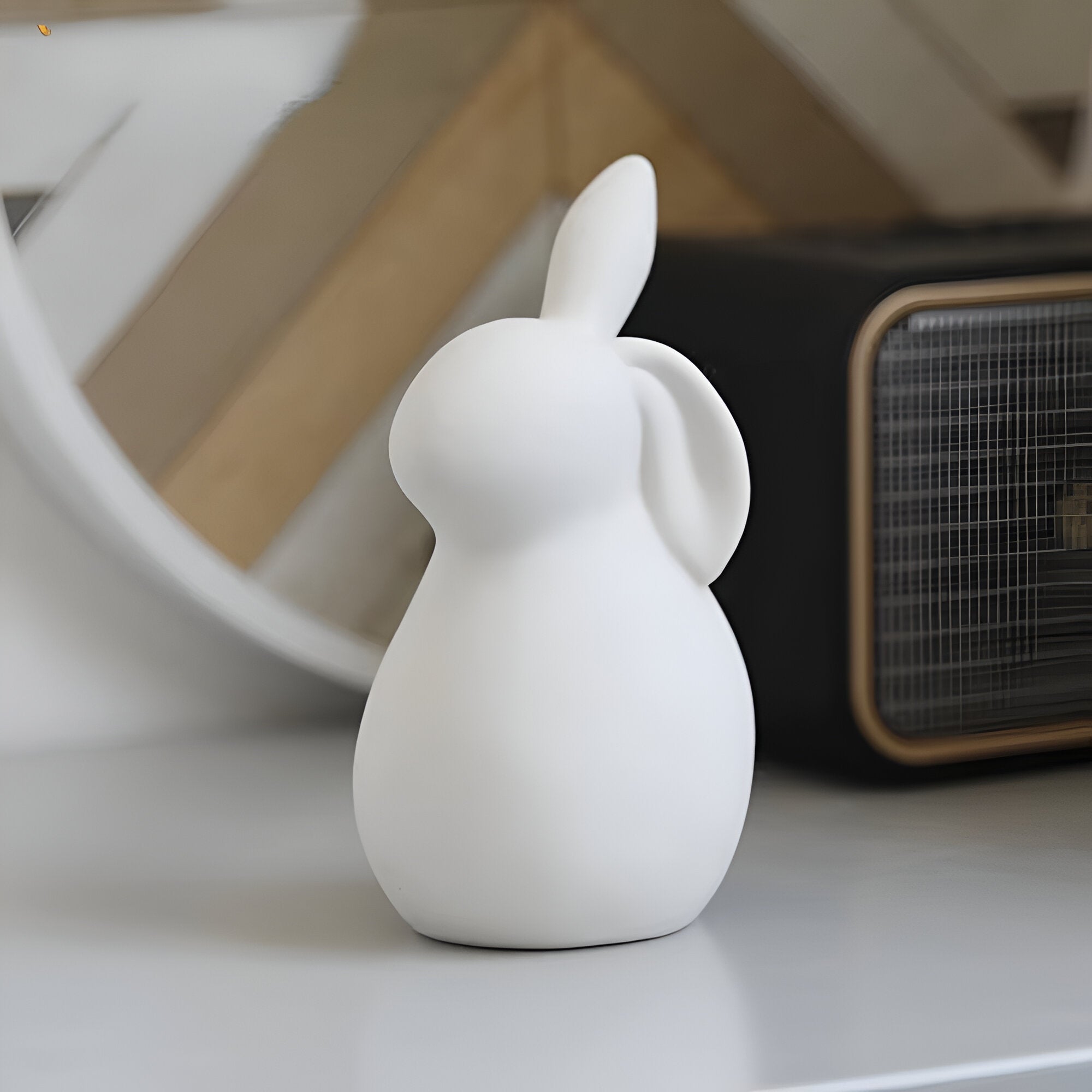 Mosrugs | ConeyBliss Minimalist Ceramic Bunny – Elegant White Easter Rabbit Figurine Decor
