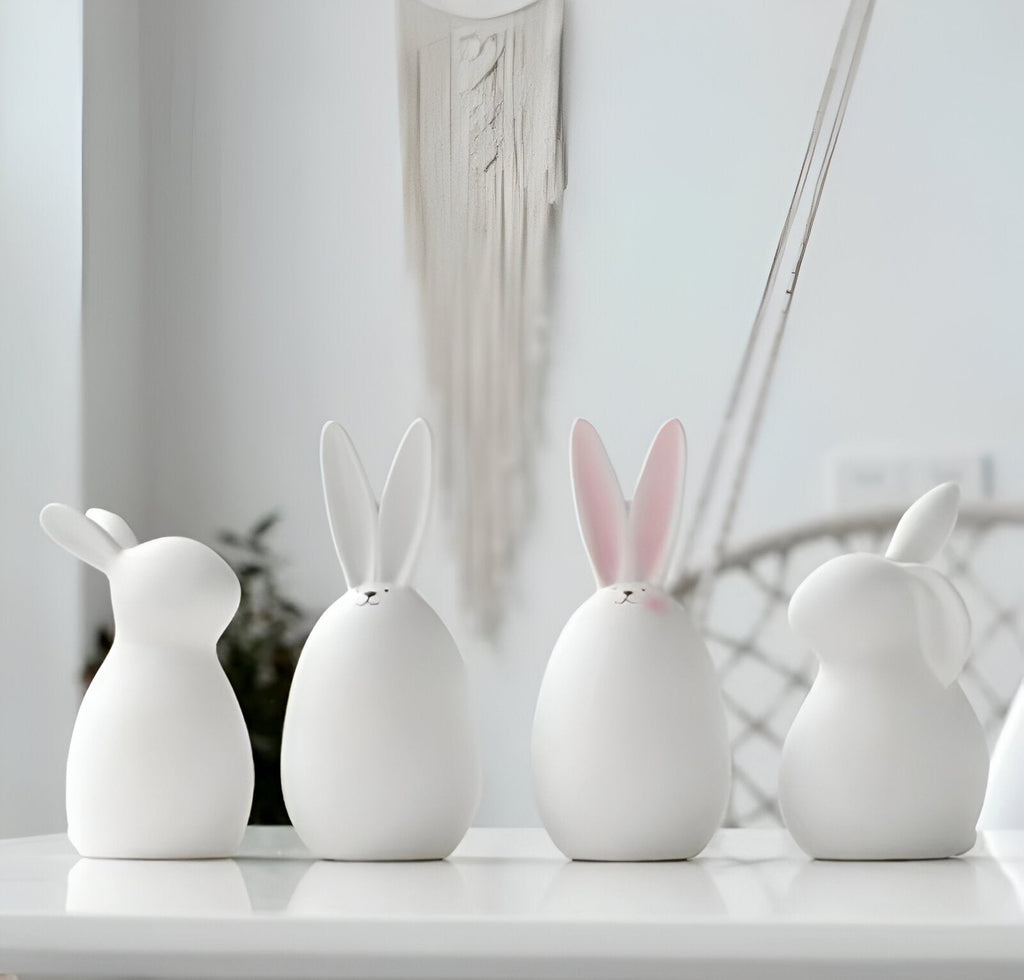 Mosrugs | ConeyBliss Minimalist Ceramic Bunny – Elegant White Easter Rabbit Figurine Decor