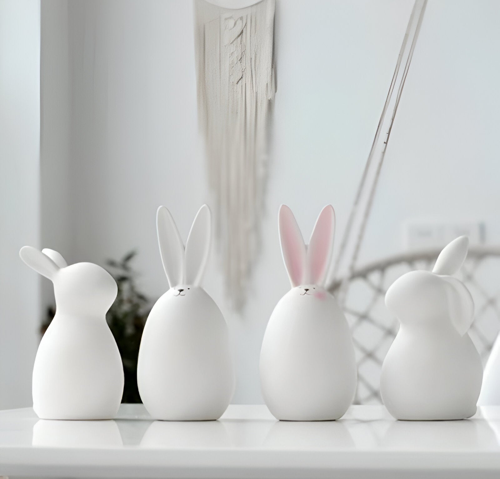 Mosrugs | ConeyBliss Minimalist Ceramic Bunny – Elegant White Easter Rabbit Figurine Decor