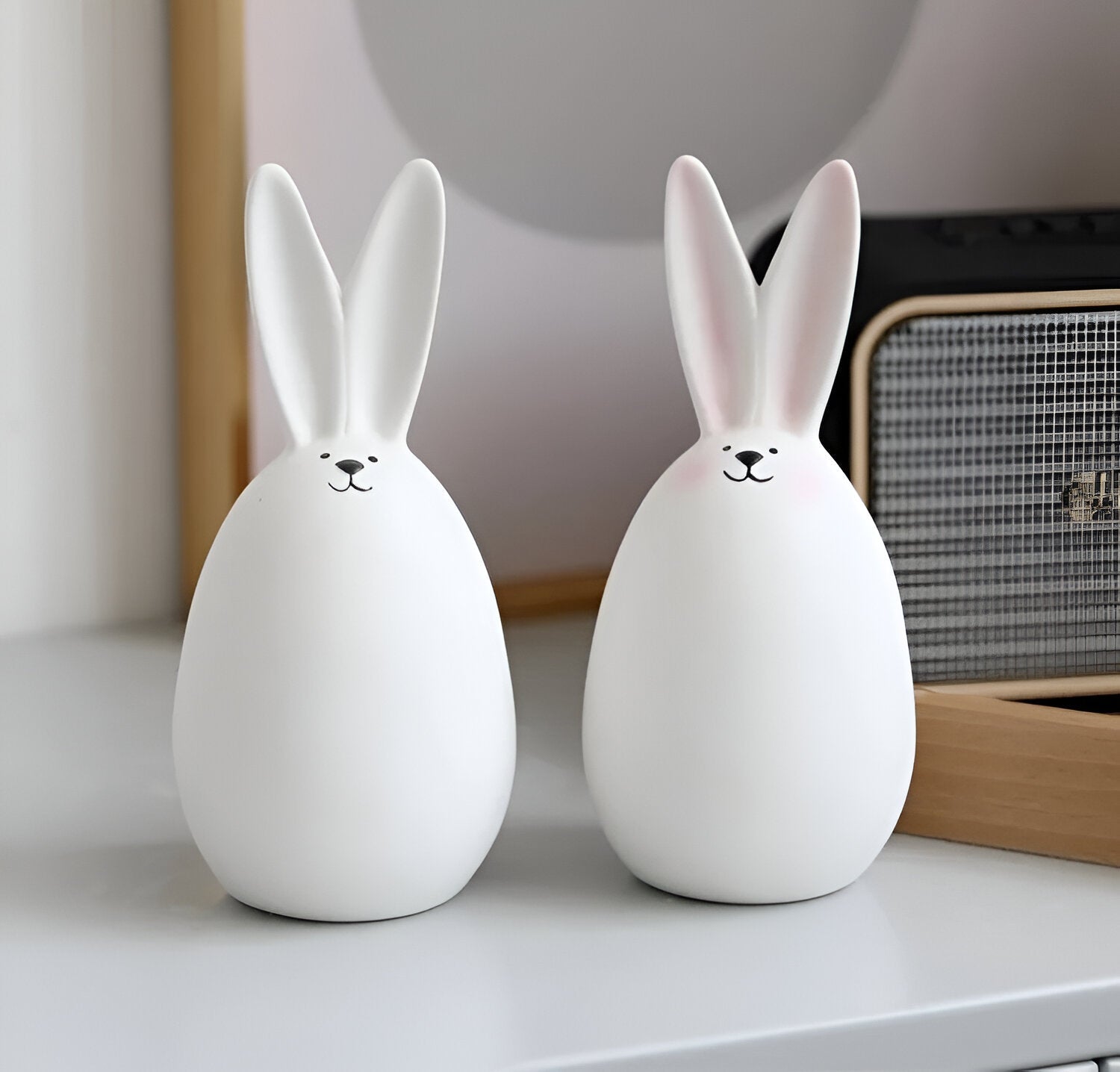 Mosrugs | ConeyBliss Minimalist Ceramic Bunny – Elegant White Easter Rabbit Figurine Decor