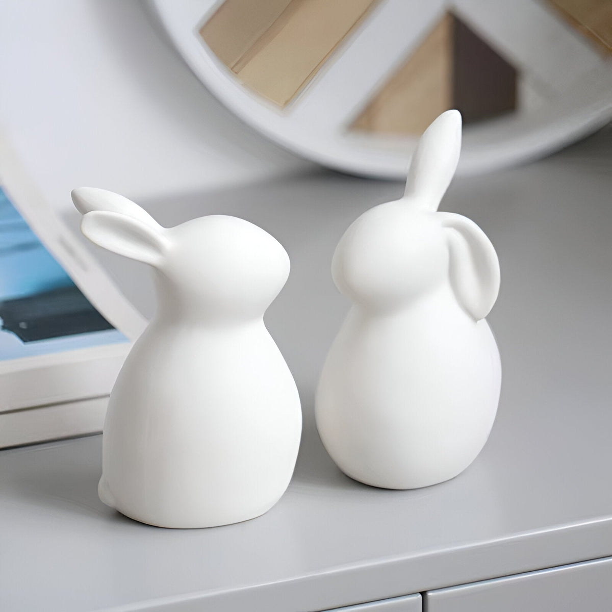 Mosrugs | ConeyBliss Minimalist Ceramic Bunny – Elegant White Easter Rabbit Figurine Decor