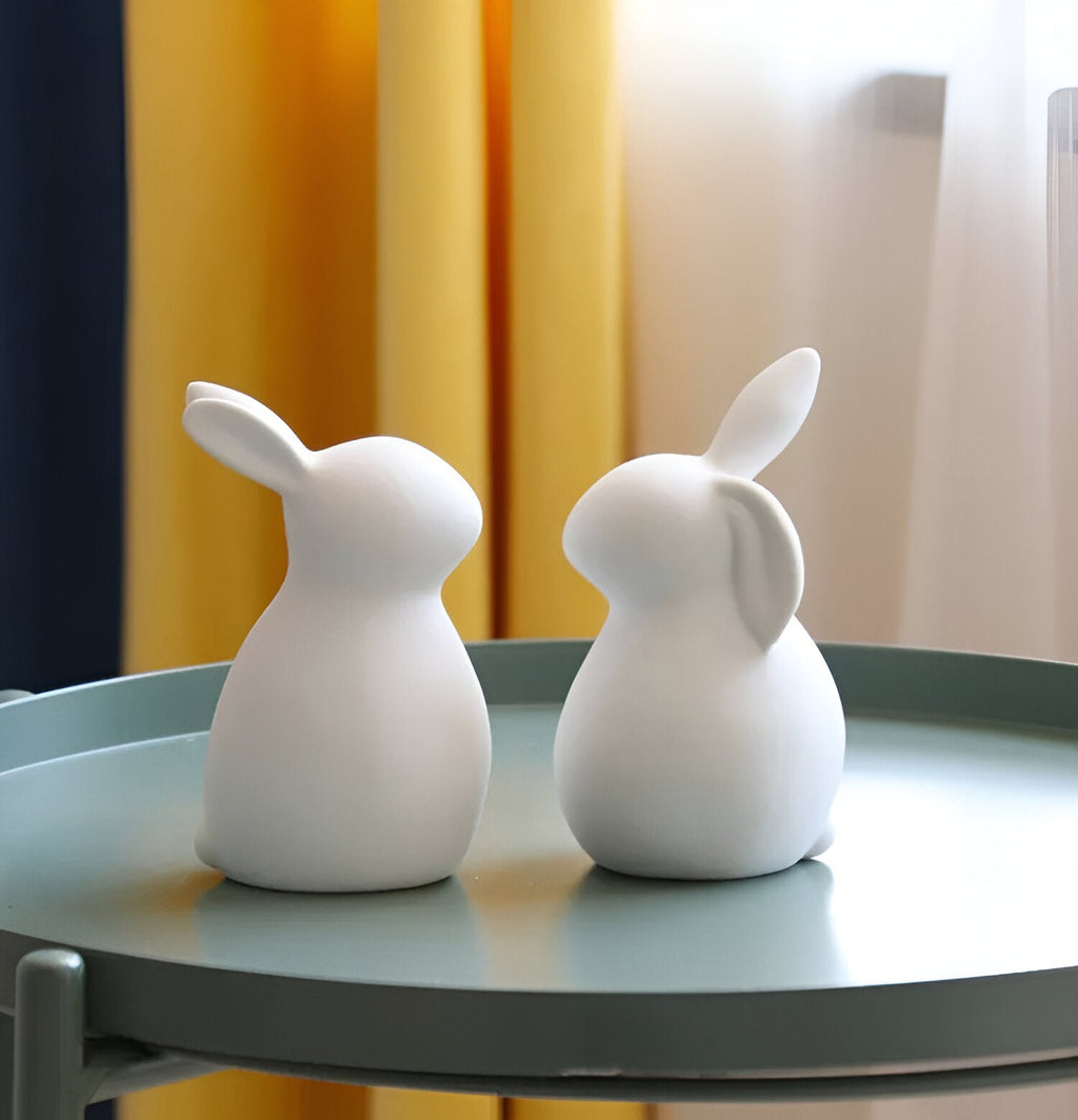 Mosrugs | ConeyBliss Minimalist Ceramic Bunny – Elegant White Easter Rabbit Figurine Decor