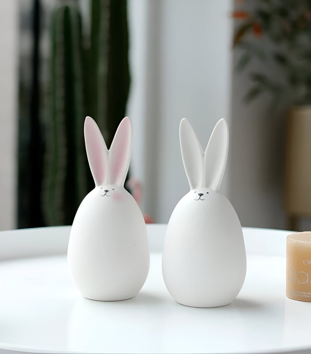 Mosrugs | ConeyBliss Minimalist Ceramic Bunny – Elegant White Easter Rabbit Figurine Decor