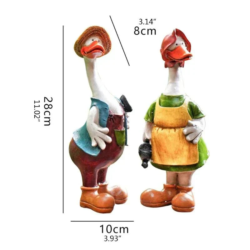 Mosrugs | Hand-Painted Duck Couple Garden Ornaments – Elegant Resin Duck Statues for Outdoor & Indoor Decor
