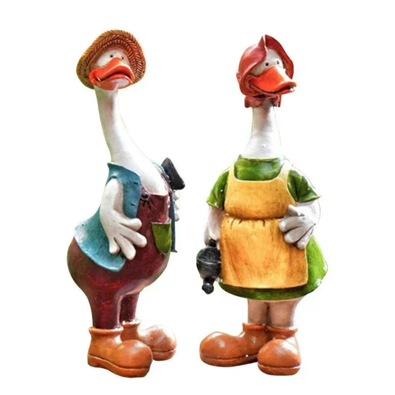Mosrugs | Hand-Painted Duck Couple Garden Ornaments – Elegant Resin Duck Statues for Outdoor & Indoor Decor