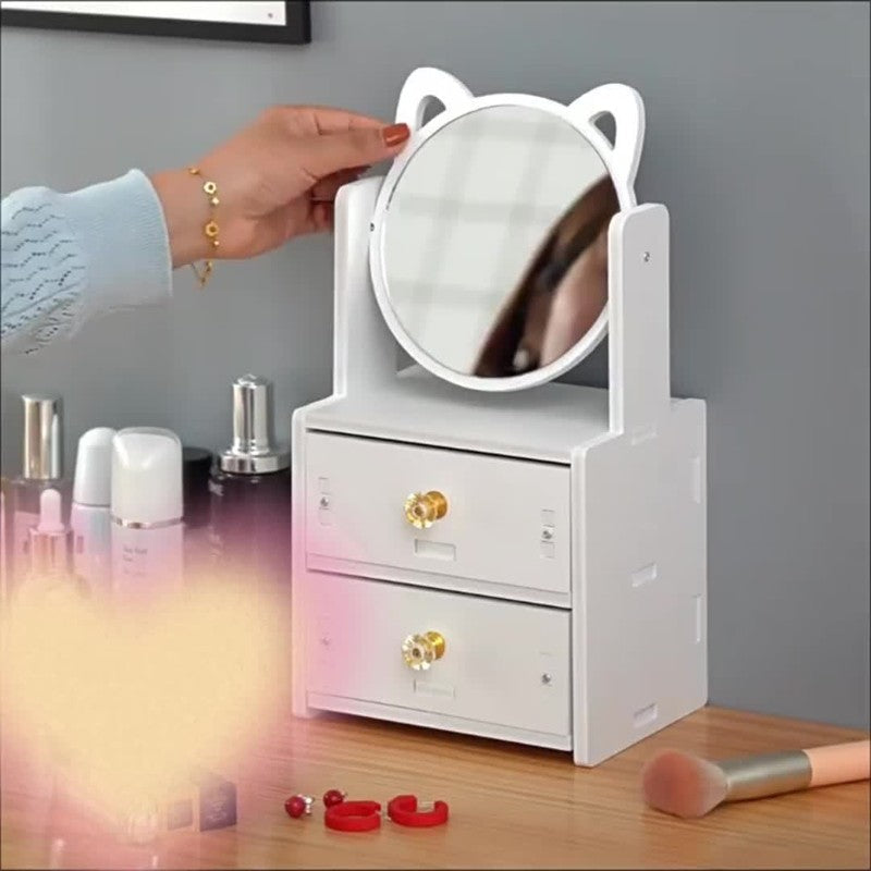 Mosrugs | MeowGlow - Cat Ear Makeup Mirror with Storage