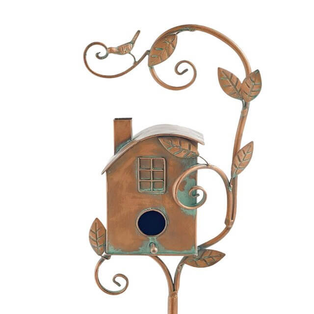 Mosrugs | Metal Garden Birdhouse Stake – Decorative Outdoor Bird House with Rustic Charm