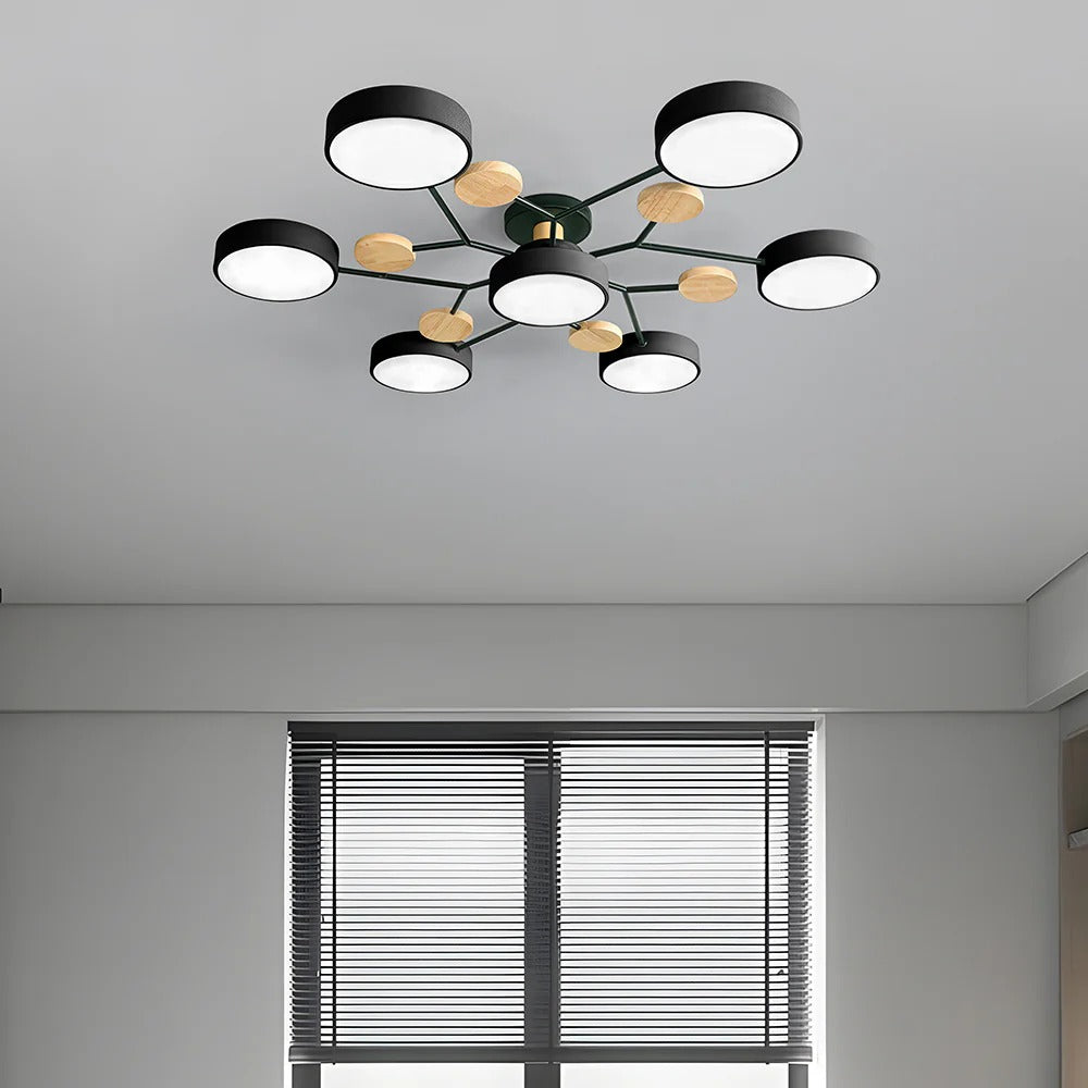 Mosrugs | Contemporary Round Iron LED Chandelier | Energy-Efficient. Stylish Lighting for Living Rooms. Dining Areas & Entryways