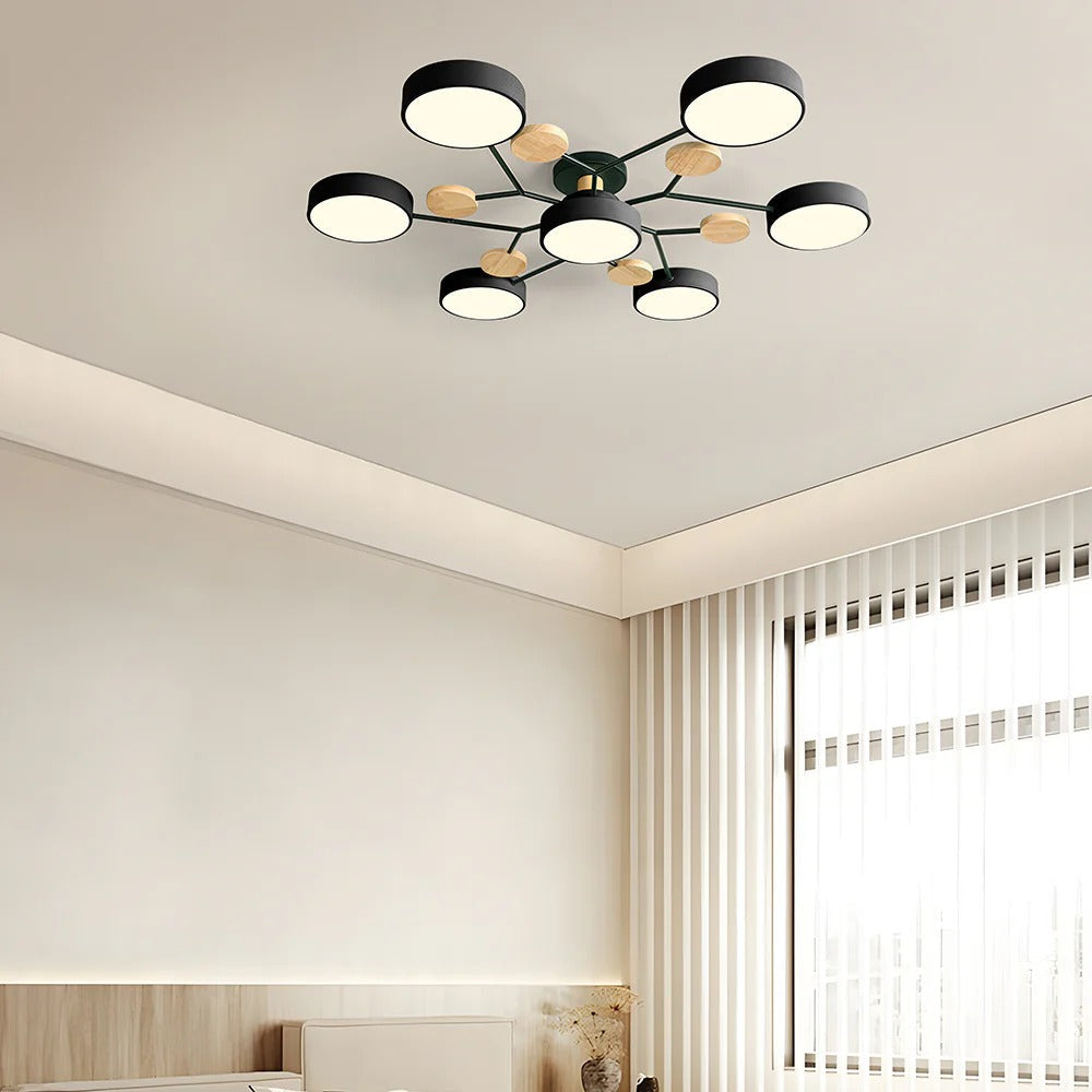 Mosrugs | Contemporary Round Iron LED Chandelier | Energy-Efficient. Stylish Lighting for Living Rooms. Dining Areas & Entryways