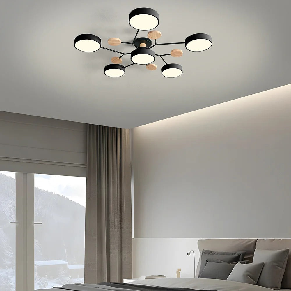 Mosrugs | Contemporary Round Iron LED Chandelier | Energy-Efficient. Stylish Lighting for Living Rooms. Dining Areas & Entryways
